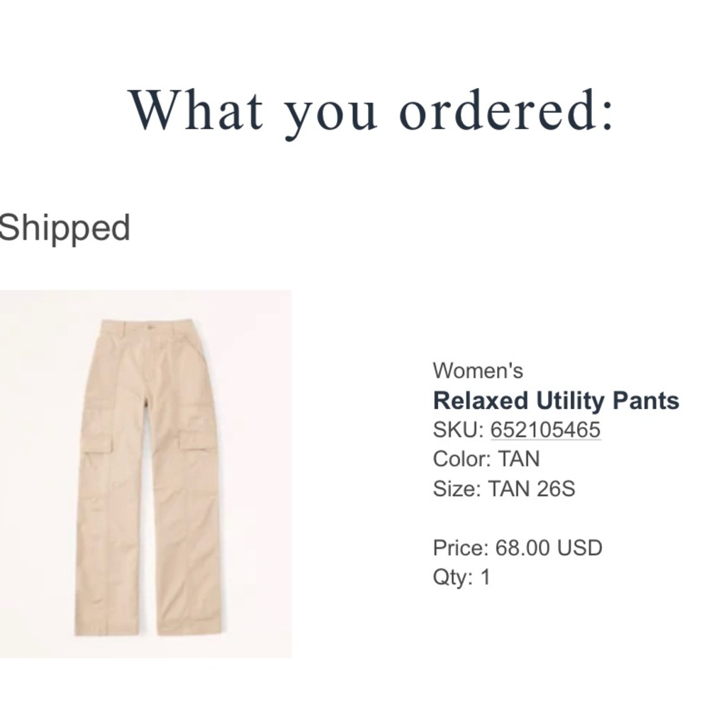Abercrombie relaxed utility cargo pants in tan / beige 26 short